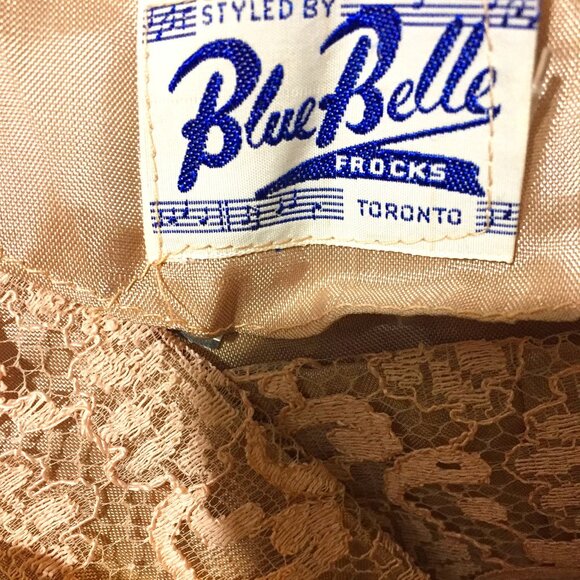 VINTAGE BLUE BELLE MIDI LACE DRESS SIZE M - Picture 8 of 8